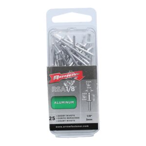 Arrow 25-Piece Short Aluminium Rivets Silver 1/8inch